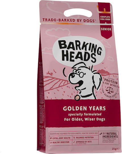 Barking Heads Golden Years 2kg Trockenfutter ohne Getreide für ältere Hunde mit Huhn und Brauner Reis