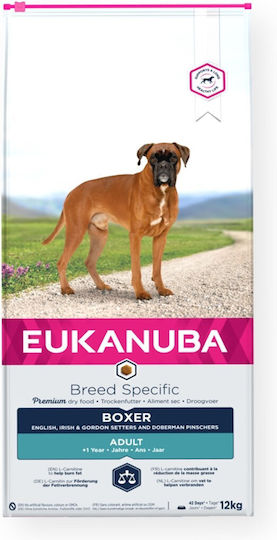 Eukanuba Adult Boxer 12kg Trockenfutter für erwachsene Hunde mittlerer Rassen mit Huhn und Mais