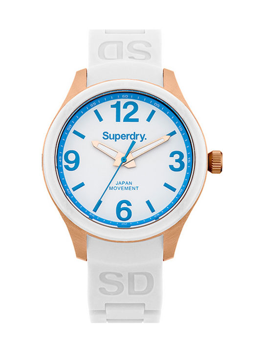 Superdry Uhr mit Weiß Kautschukarmband