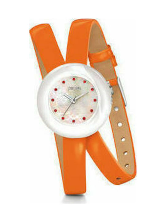 Folli Follie Uhr mit Orange Lederarmband