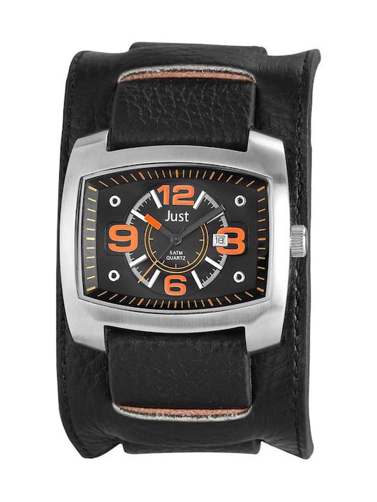 Just Watch Men's Watch Battery with Black Leather Strap