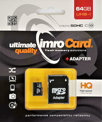 IMRO microSDXC 64GB Class 10 U3 UHS-I με αντάπτορα