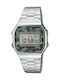 Casio Vintage Iconic Digital Herrenuhr 36.3mm Batterie mit Silber Metallarmband