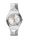 Swatch Watch with Silver Leather Strap