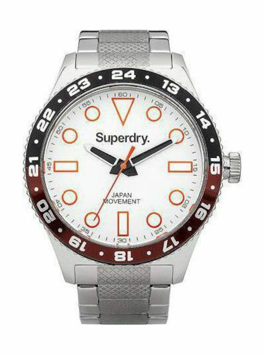 Superdry Sport Ανδρικό Ρολόι 44mm Μπαταρίας με Ασημί Μεταλλικό Μπρασελέ