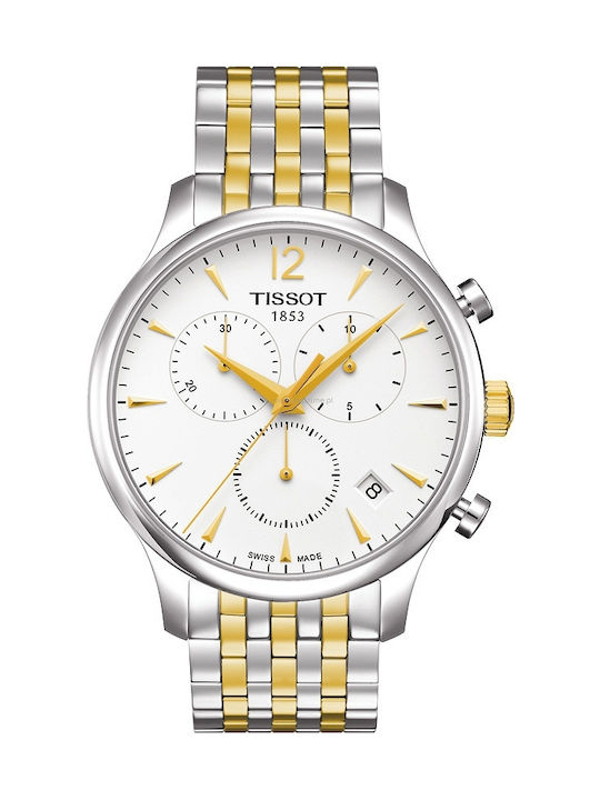 Tissot Tradition Ceas Cronograf Baterie cu Argintiu Brățară metalică