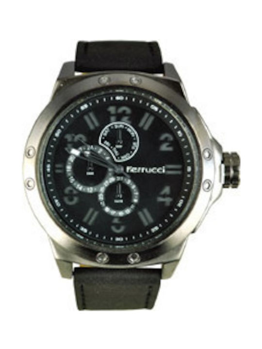 Ferrucci Uhr Chronograph Batterie mit Schwarz Lederarmband