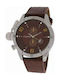 Ferro Watch Chronograph Battery with Brown Leather Strap