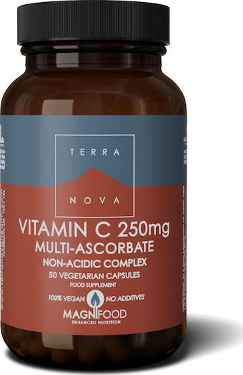 TerraNova Vitamin C Βιταμίνη για Ενίσχυση του Ανοσοποιητικού, τo Δέρμα & Αντιοξειδωτική δράση 250mg 50 φυτικές κάψουλες