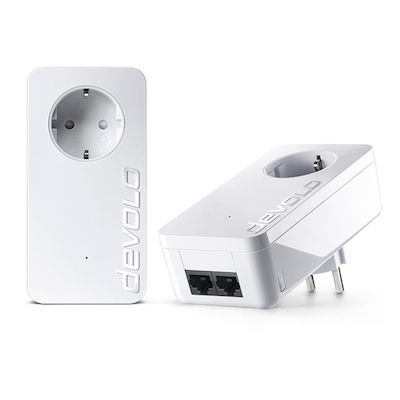 Devolo dLAN 550 Duo+ Powerline Διπλού Kit για Ενσύρματη Σύνδεση με Passthrough Πρίζα και 2 Θύρες Ethernet