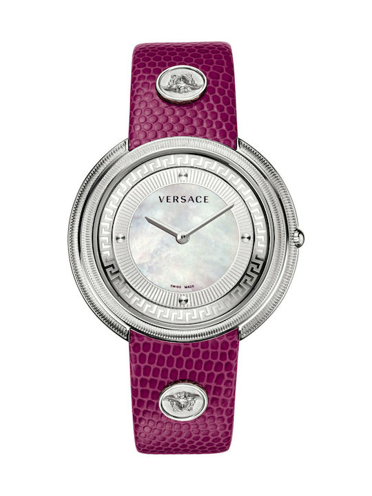 Versace Watch with Leather Strap Pink VA7020013