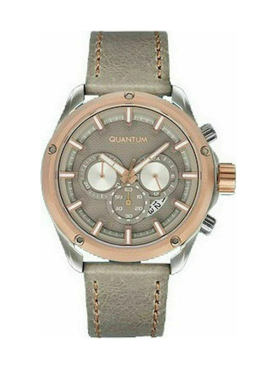 Quantum Uhr Chronograph mit Beige Lederarmband ADG423.566