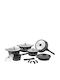 Royalty Line Cookware Set of Cast Aluminum with Stone Coating Black 14pcs