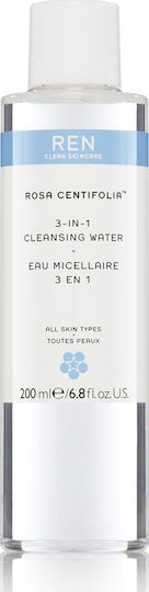 Ren Rosa Centifolia 3-in-1 Cleansing Water Micellar Water Αφαίρεσης Μακιγιάζ Προσώπου & Ματιών 200ml