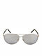 Herren Sonnenbrille mit Silbernem Metallrahmen und grauen Gläsern