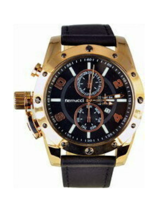 Ferrucci Watch Chronograph Battery with Black Leather Strap