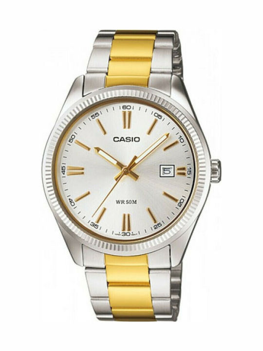 Casio Herrenuhr 38.5mm Batterie mit Silber Meta...