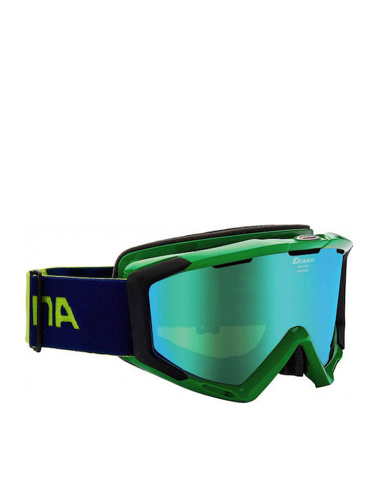 Alpina Panoma Μάσκα Σκι & Snowboard Ενηλίκων Μπλε με Φακό σε Πράσινο Χρώμα