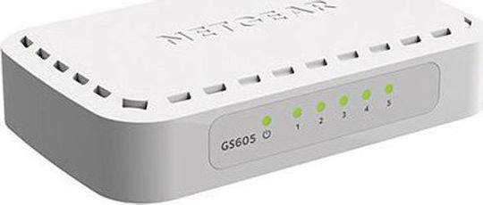 NetGear GS605 v5 Unmanaged L2 Switch με 5 Θύρες Gigabit (1Gbps) Ethernet