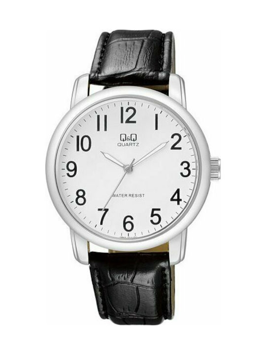 Q&Q Watch Battery with Black Leather Strap Q868J304Y