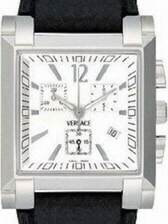 Versace Ανδρικό Ρολόι 38mm Μπαταρίας με Μαύρο Δερμάτινο Λουράκι