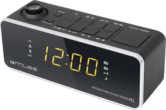 Muse Tabletop Digital Clock LED with Alarm Clock and Radio Black M-188P
