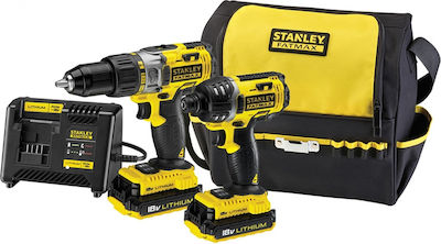 Stanley FMCK461C2 Сет Двигател за бормашина & Ударна отвертка 18V с 2 батерии 2Ах и калъф