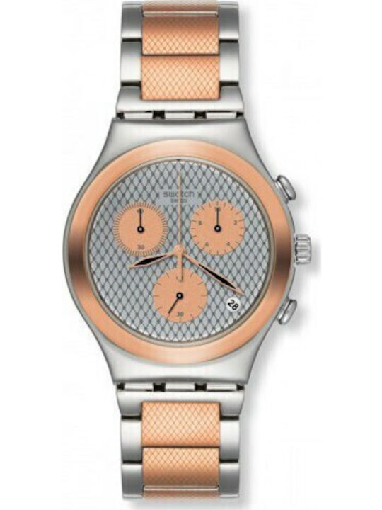 Swatch Irony Мъжки Часовник 40мм Хронограф На Батерия С Розово Злато Метална Гривна