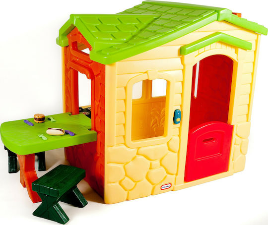 Little Tikes Multifunktionales Kinder-Spielhaus Garten Natural Pic Nic mit Küche Gelb 160x104x121cm