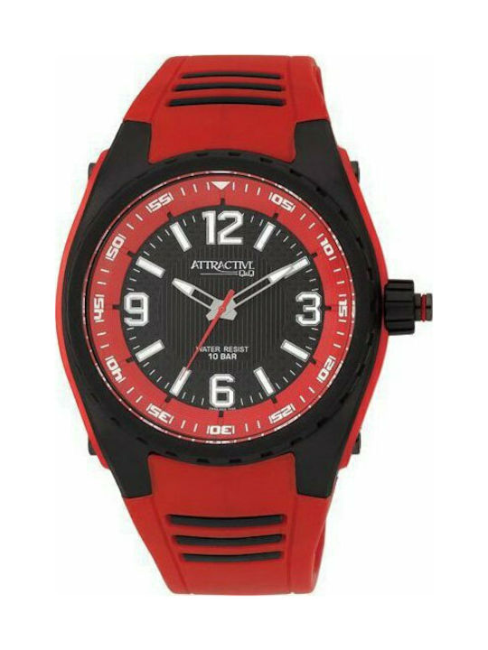 Q&Q Watch Battery with Red Rubber Strap DA48J004Y