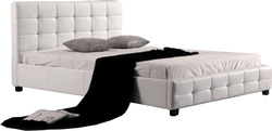 Fidel Super Double Bed Padded with Leather with Slats White 160x200cm