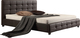 Fidel Super Double Bed Padded with Leather with Slats Brown 160x200cm