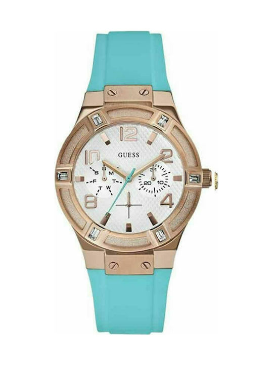 Guess Uhr Chronograph mit Blau Kautschukarmband