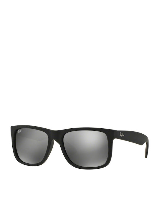 Ray Ban Justin Unisex Sunglasses with Black Plastic Frame and Silver Mirror Lens RB4165 622/6G