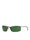 Ray Ban Унисекс Слънчеви Очила с Сребърна Метална Рамка и Зелени Стъкла RB3183 004/71