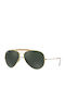 Ray Ban Outdoorsman II Унисекс Слънчеви очила с Златист Рамка и Зелен Леща RB3029 L2112
