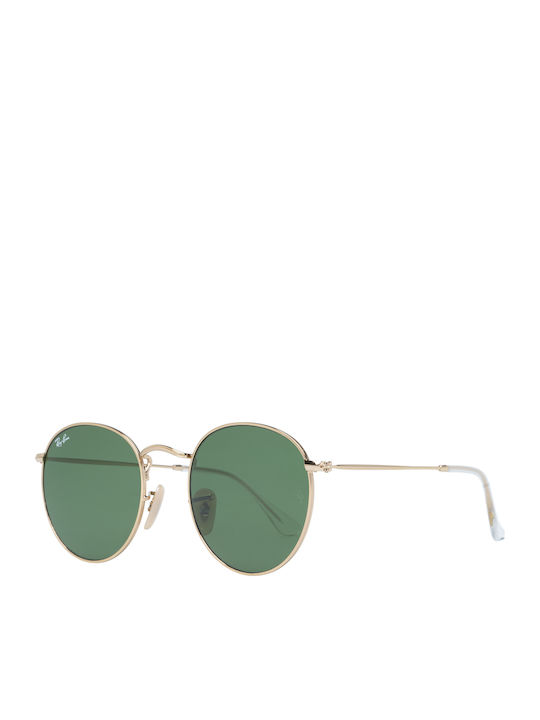 Ray Ban Round Metal Sunglasses with Gold Metal Frame and Green Lenses RB3447 001