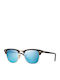 Ray Ban Clubmaster Unisex Sunglasses with Brown Tartaruga Frame and Blue Mirror Lens RB3016 114517