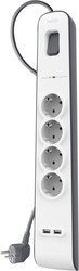 Belkin 4-Outlet Power Strip with USB and Surge Protection 2m White