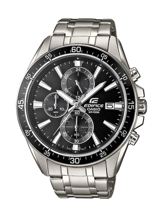 Casio Ανδρικό Ρολόι 47mm Χρονογράφος Μπαταρίας με Ασημί Μεταλλικό Μπρασελέ