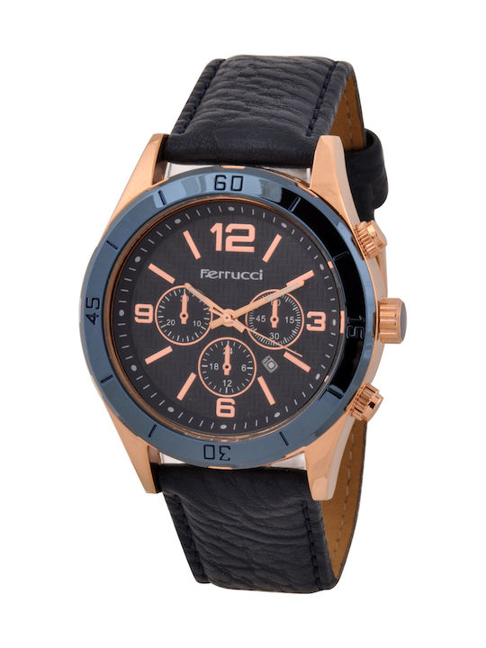 Ferrucci Watch with Black Leather Strap