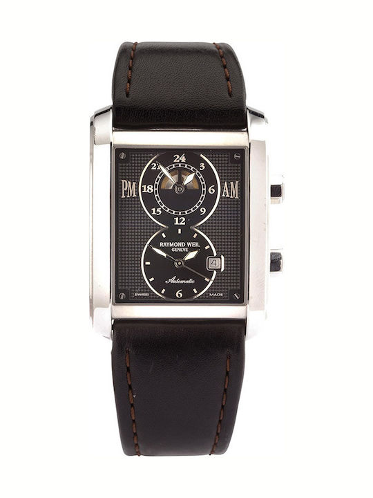 Raymond Weil Ανδρικό Ρολόι 38mm Μπαταρίας με Μαύρο Δερμάτινο Λουράκι
