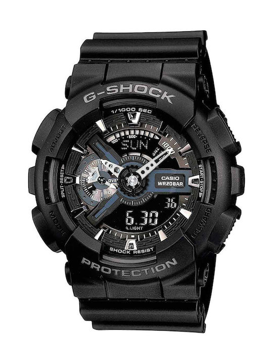 Casio G-Shock Herrenuhr 55mm Chronograph Batterie mit Schwarz Kautschukarmband
