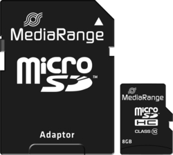 MediaRange microSDHC 8GB Class 10 High Speed with Adapter