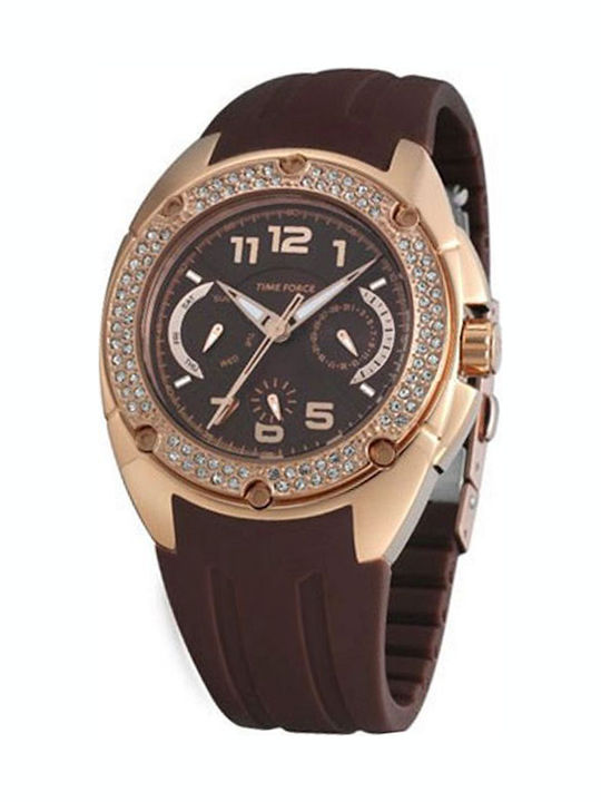 Time Force Women's Watch Chronograph with Black Rubber Strap