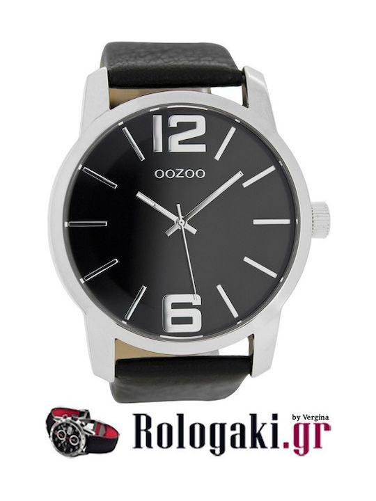 Oozoo Timepieces Xxl Black Leather Strap
