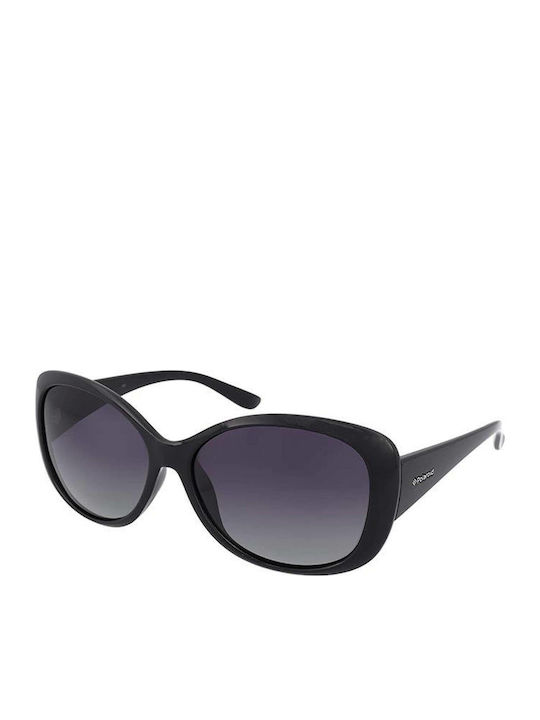 Polaroid Damen Sonnenbrille mit Schwarz Kunststoff Gestell und Schwarz Verlaufsfarbe Polarisiert Linse P8317 KIH/IX