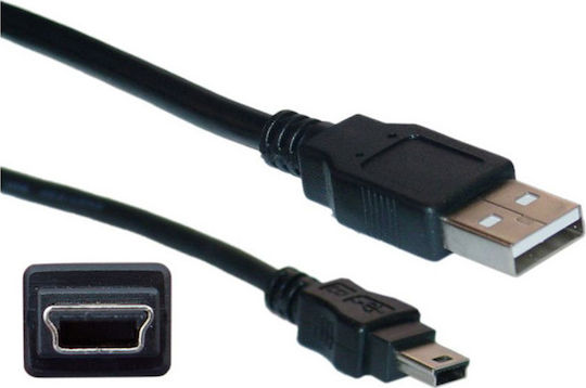 VCOM USB 2.0 Кабел USB-A мъжки - мини USB-B мъжки Черен 1.5м CAB-002