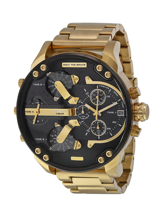 Diesel Mr Daddy Men's Watch 57mm Chronograph Battery with Gold Metal  Bracelet DZ7333