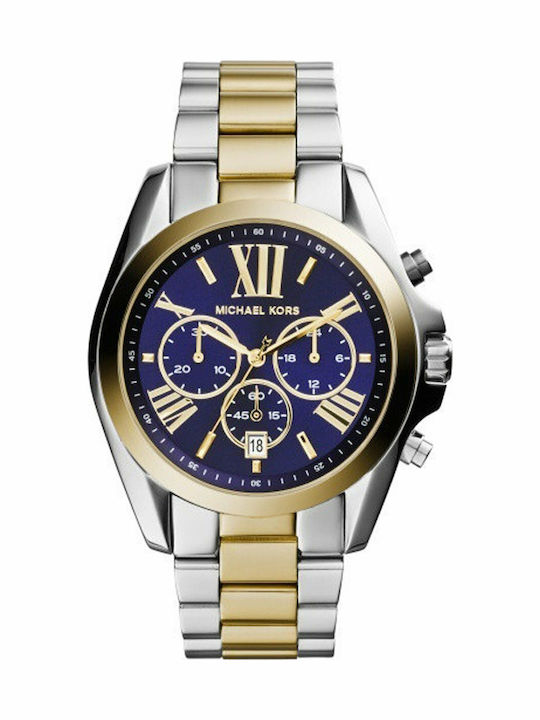 Michael Kors Bradshaw Γυναικείο Ρολόι 43mm Χρονογράφος Μπαταρίας με Χρυσό Μεταλλικό Μπρασελέ